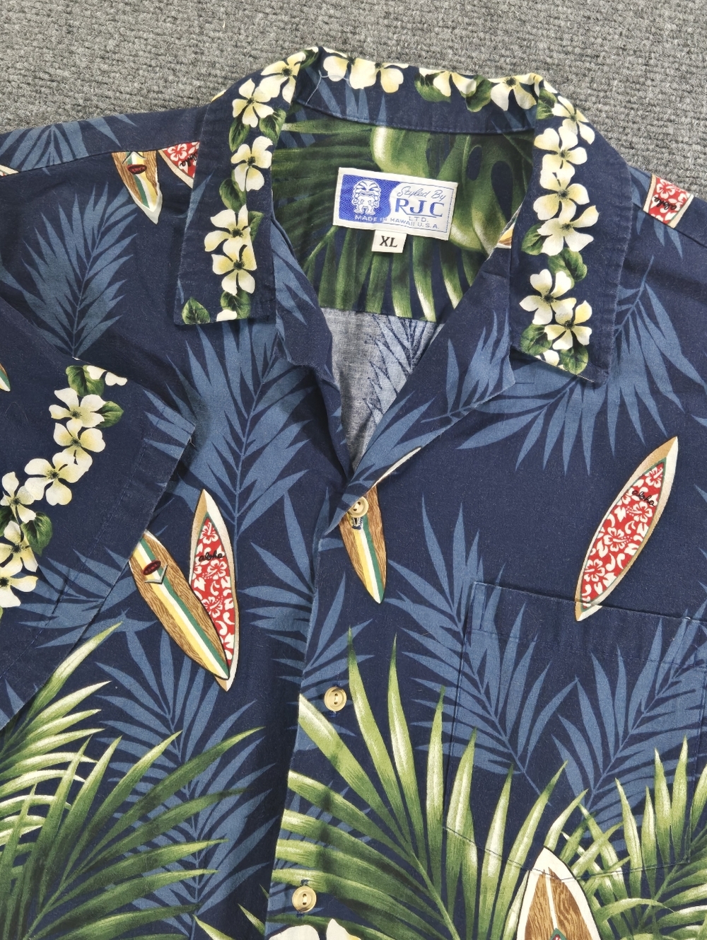 Styled By RJC Hawaiian Shirt Men's XL Blue Tropical Surf Cotton Button Down USA